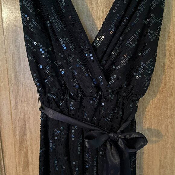 Vintage 2000s EXPRESS | Black Sleeveless Sequin Cocktail Mini Dress | Size Small - Picture 6 of 8